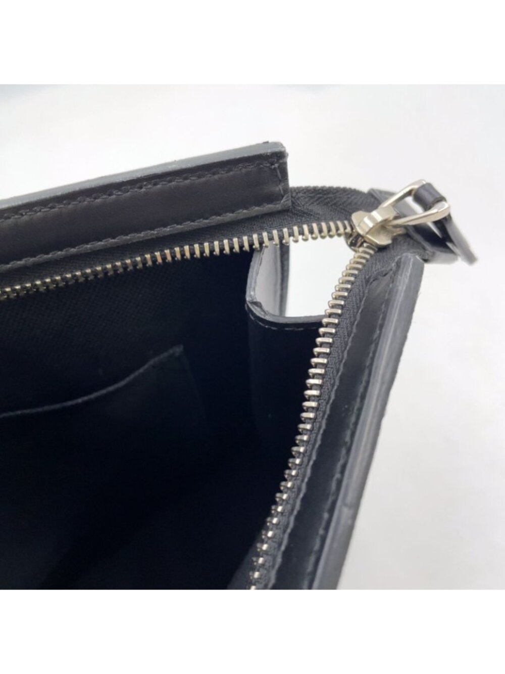 ★SOLD★ Gucci GG Supreme Webbing Line Leather Black Clutch Silver - Picture 10 of 15